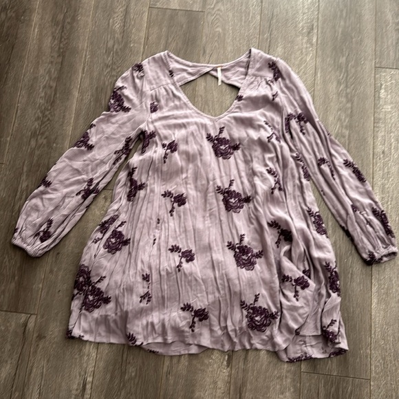 Free People Emma Austin Dress Long Sleeve Elderberry Embroidered Boho Sz S - Picture 3 of 6